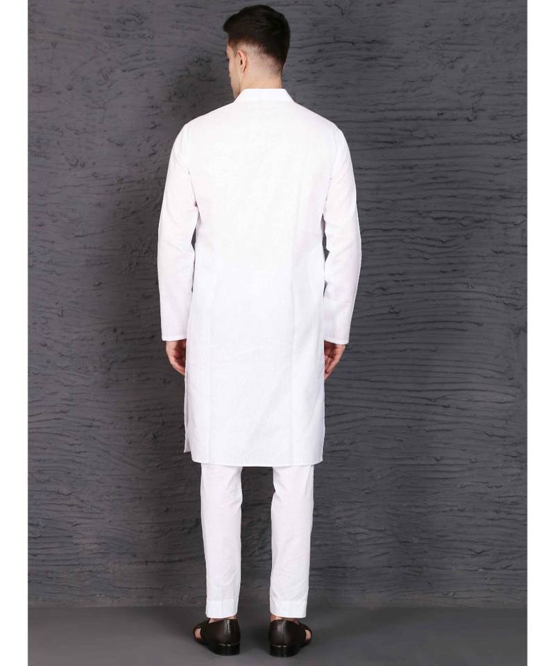White cotton kurta with Slim Fit Pant