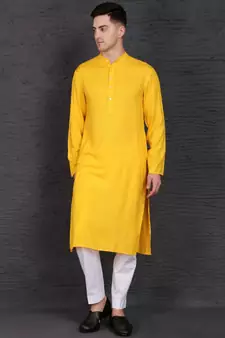 yellow rayon kurta with Slim Fit Pant
