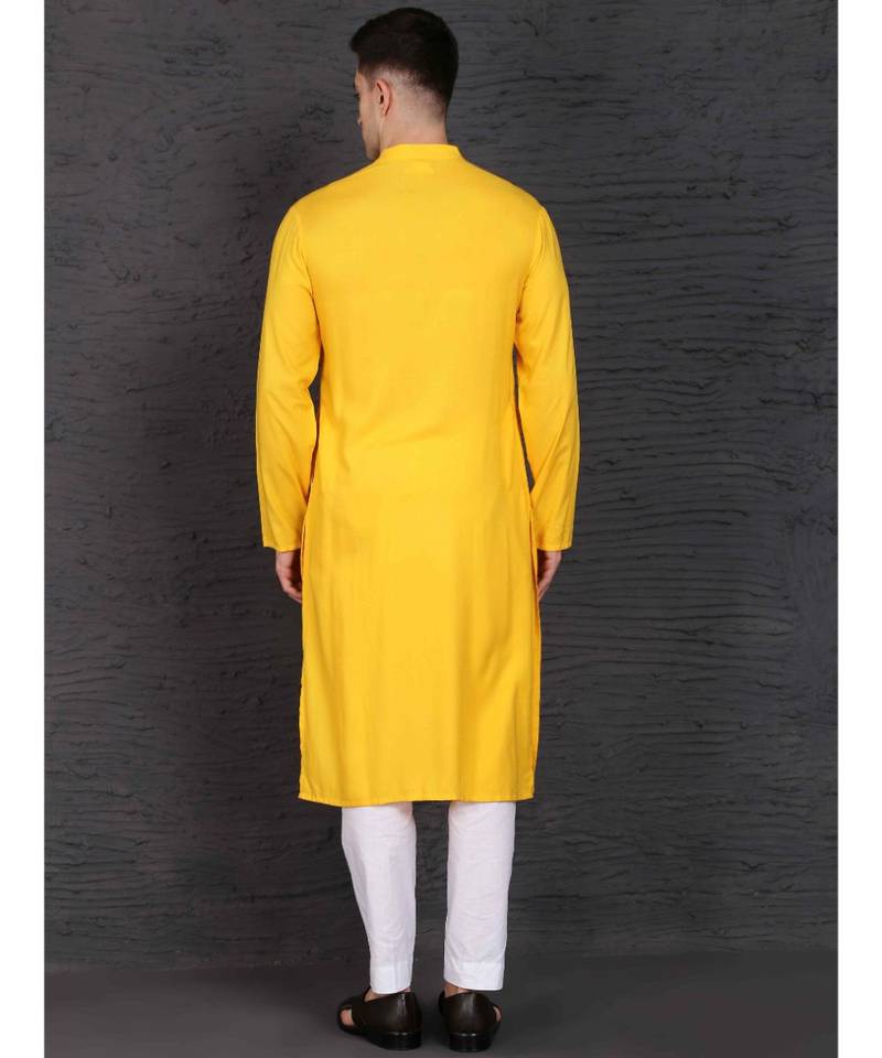 yellow rayon kurta with Slim Fit Pant