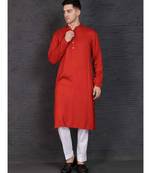 Rust rayon kurta with Slim Fit Pant
