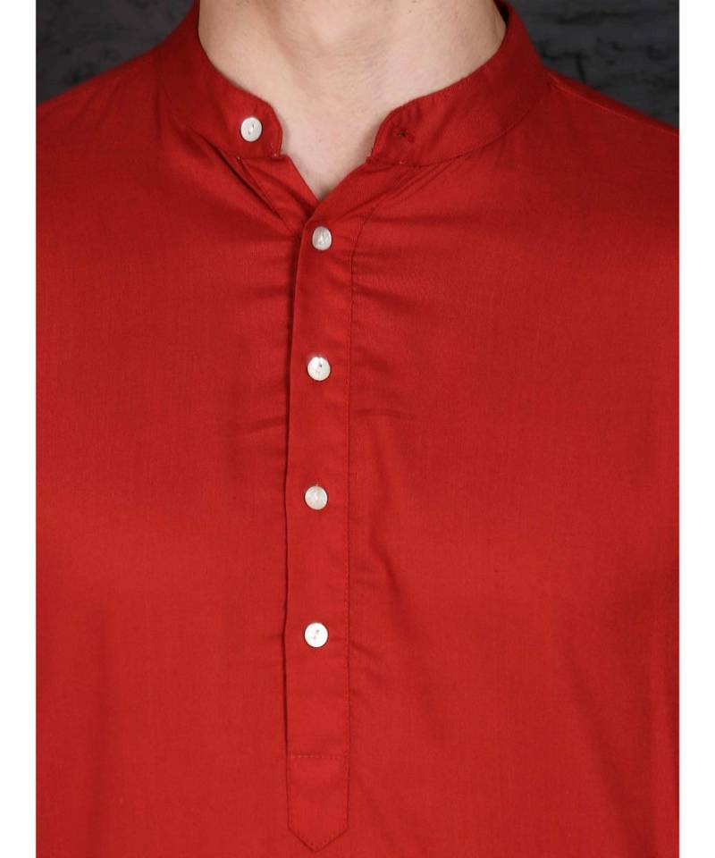 Rust rayon kurta with Slim Fit Pant