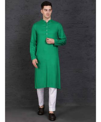 Green rayon kurta with Slim Fit Pant 1
