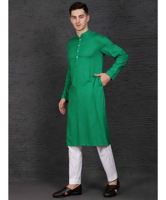 Green rayon kurta with Slim Fit Pant 2