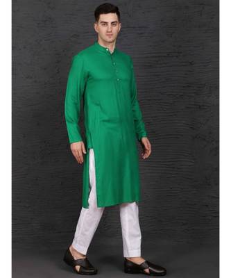 Green rayon kurta with Slim Fit Pant 3