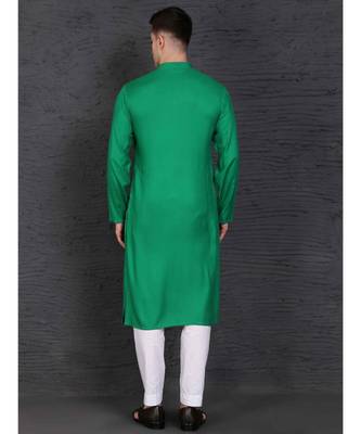 Green rayon kurta with Slim Fit Pant 4