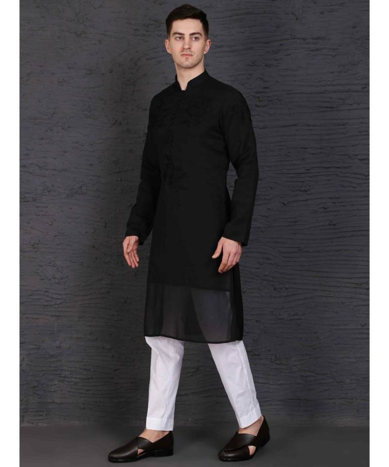 Black georgette kurta with Slim Fit Pant