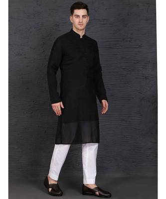Black georgette kurta with Slim Fit Pant 3
