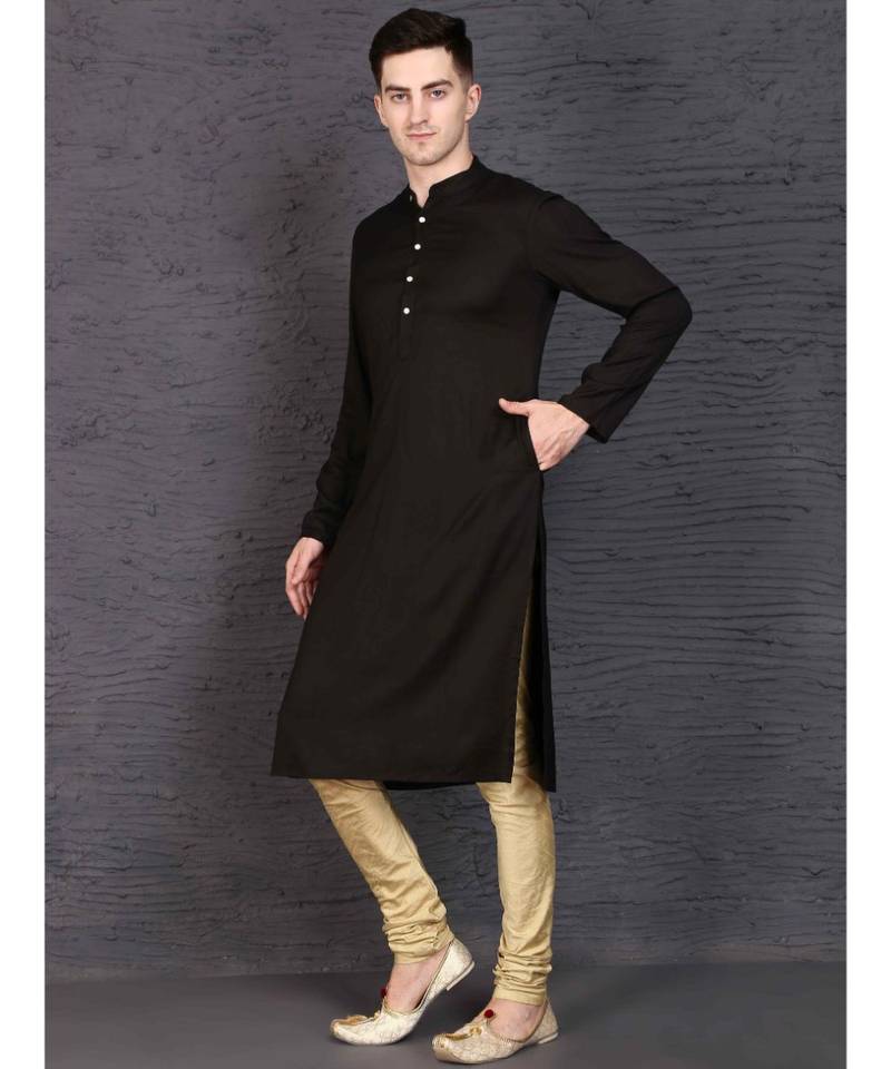 Black rayon kurta with Churidar