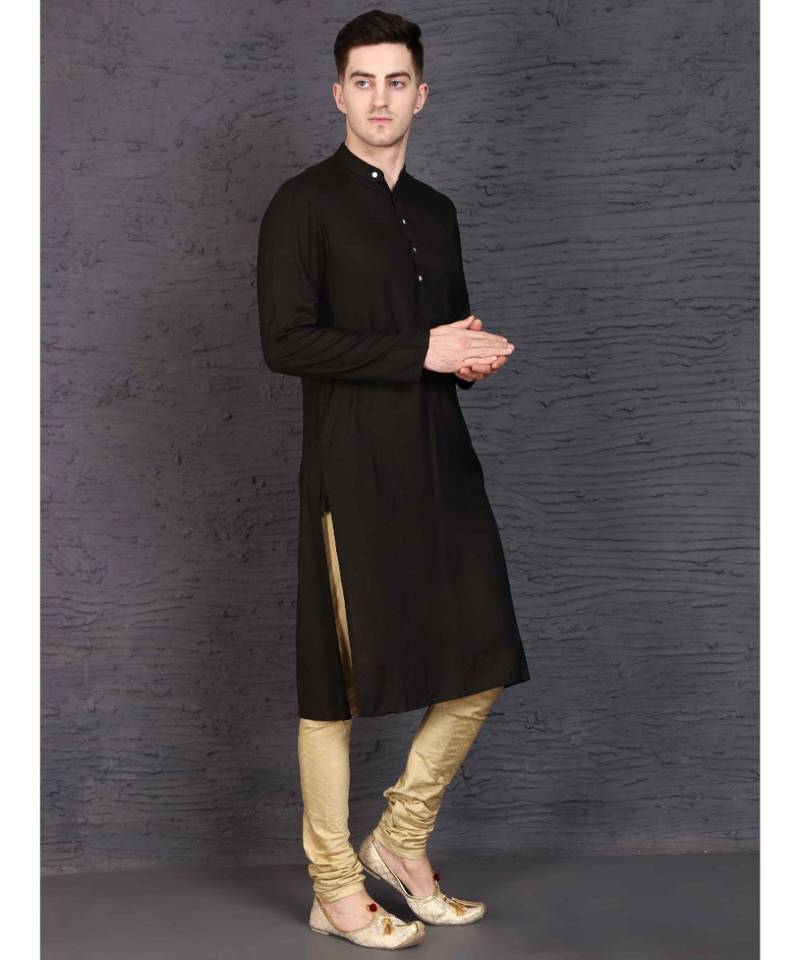 Black rayon kurta with Churidar