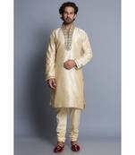 Creme raw silk kurta pajama set