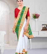 Green embroidered georgette saree with blouse