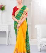 Green embroidered georgette saree with blouse
