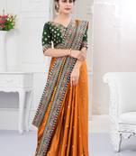 Yellow embroidered fancy fabric saree with blouse