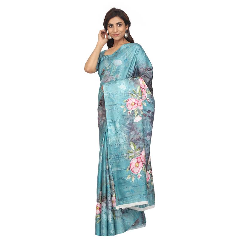 Manipuri Blue Color Printed Fashion Saree