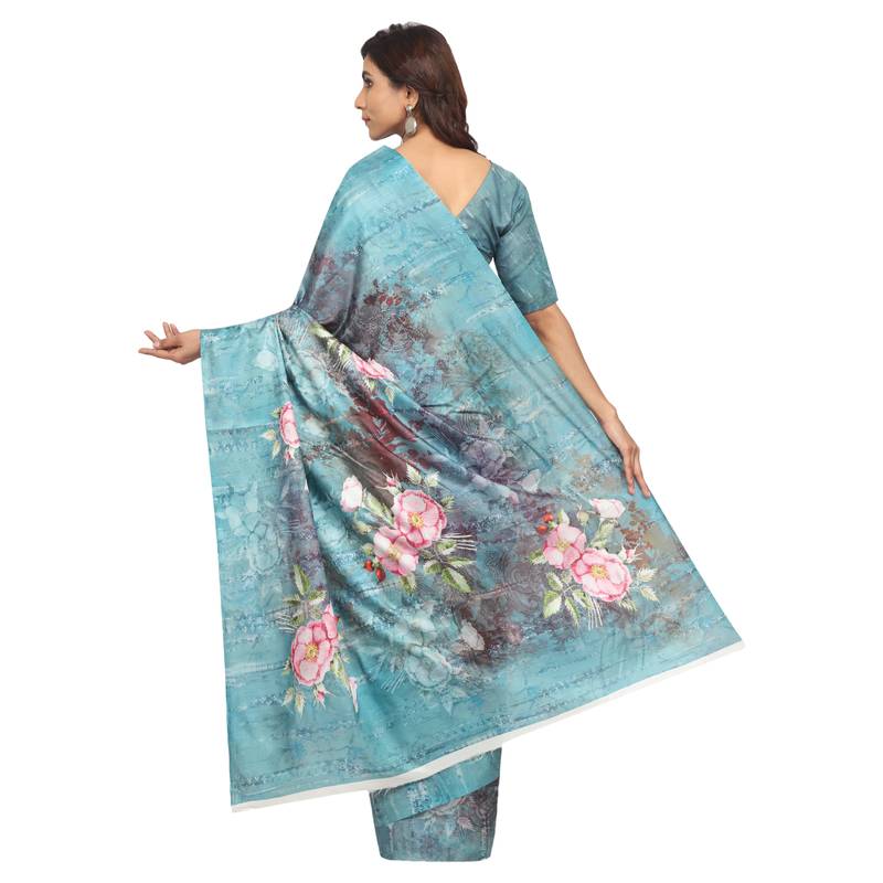 Manipuri Blue Color Printed Fashion Saree