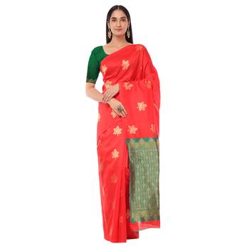 Litchi Silk Maroon Color Jacquard Butti Banarasi Saree 1