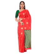 Litchi Silk Maroon Color Jacquard Butti Banarasi Saree