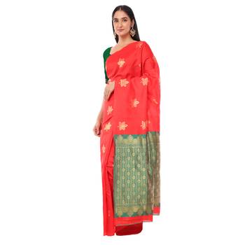 Litchi Silk Maroon Color Jacquard Butti Banarasi Saree 2
