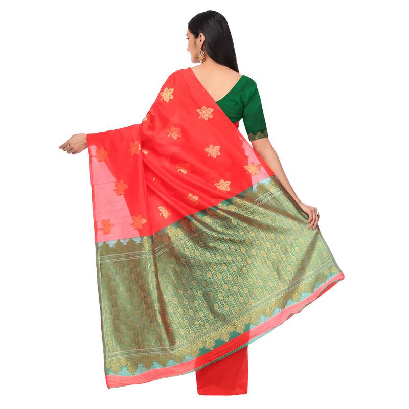 Litchi Silk Maroon Color Jacquard Butti Banarasi Saree