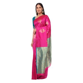 Litchi Silk Rani Color Jacquard Banarasi Saree 2