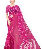 Cotton Silk Pink Color Printed Bandhani Saree
