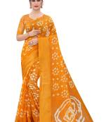 Cotton Silk Yellow Color Printed Bandhani Saree