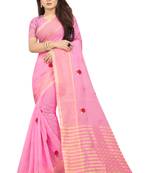 Kota Doria Rani Color Embroidered Kota Doria Saree