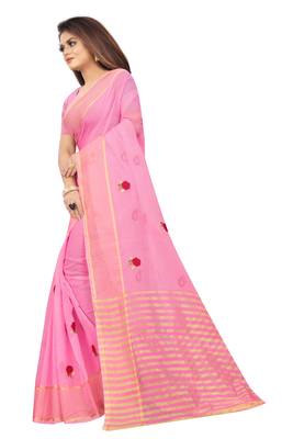 Kota Doria Rani Color Embroidered Kota Doria Saree 2