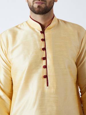 Cream MENS SILK BLEND KURTA DHOTI SET 2