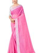 Cotton Silk Pink Color Solid Jari Patta Fashion Saree
