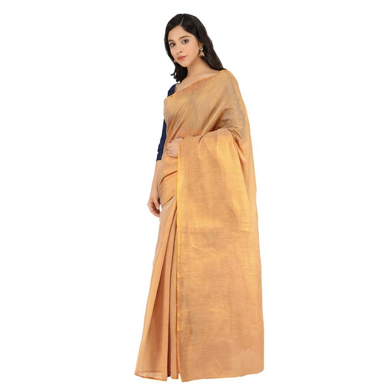 Tissue Silk Beige Color Self Woven Upada Saree