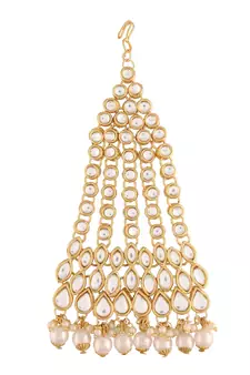 White studded jewellery Yellow Gold Alloy   Passa