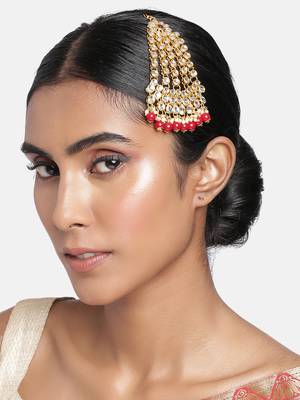 Maroon studded jewellery Yellow Gold Alloy   Passa 1