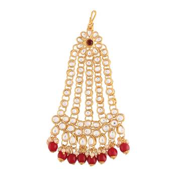 Maroon studded jewellery Yellow Gold Alloy   Passa 2
