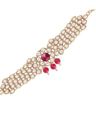 Pink kundan Yellow Gold Alloy   Bajuband 2
