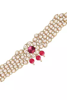Pink kundan Yellow Gold Alloy   Bajuband
