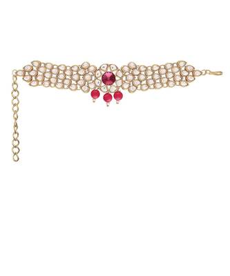 Pink kundan Yellow Gold Alloy   Bajuband 3