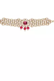 Pink kundan Yellow Gold Alloy   Bajuband