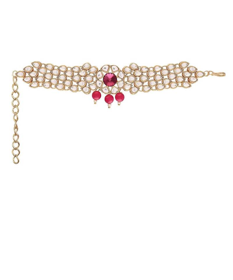 Pink kundan Yellow Gold Alloy   Bajuband