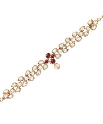 Maroon kundan Yellow Gold Alloy   Bajuband 2