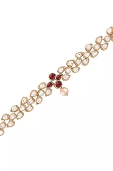 Maroon kundan Yellow Gold Alloy   Bajuband