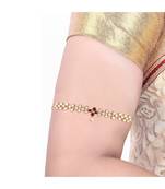 Maroon kundan Yellow Gold Alloy   Bajuband