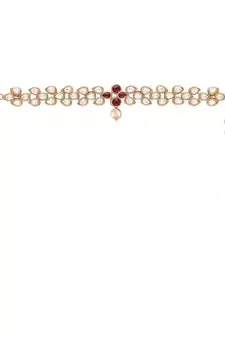 Maroon kundan Yellow Gold Alloy   Bajuband
