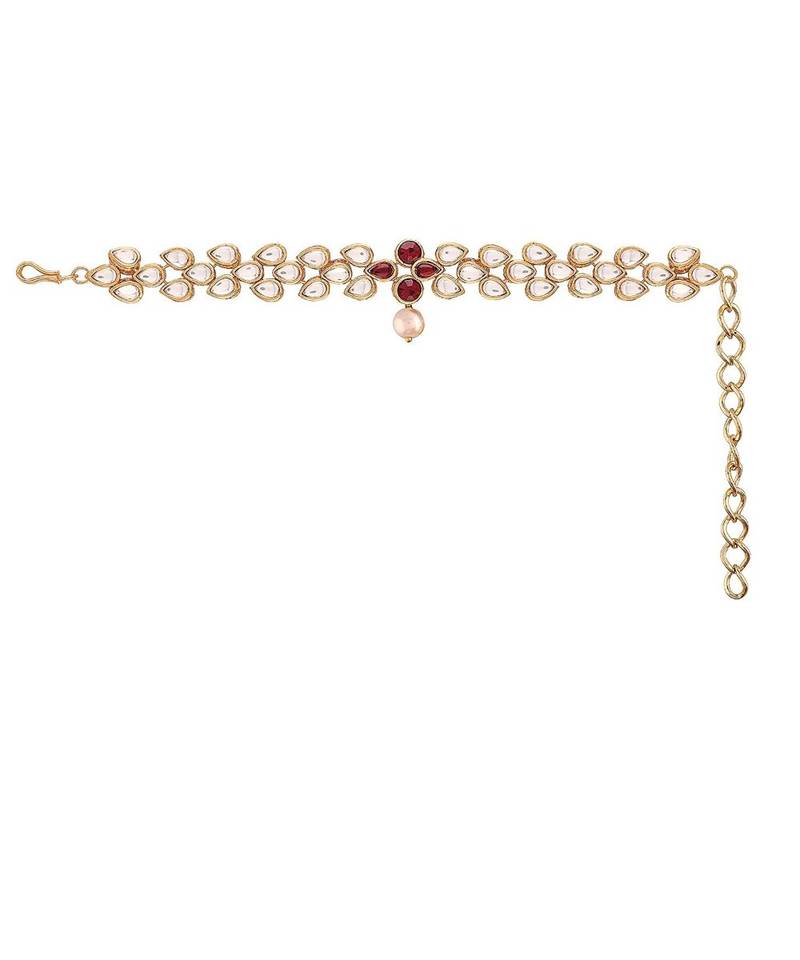 Maroon kundan Yellow Gold Alloy   Bajuband