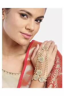 Gold beaded jewellery Yellow Gold Alloy   Panja Bracelet