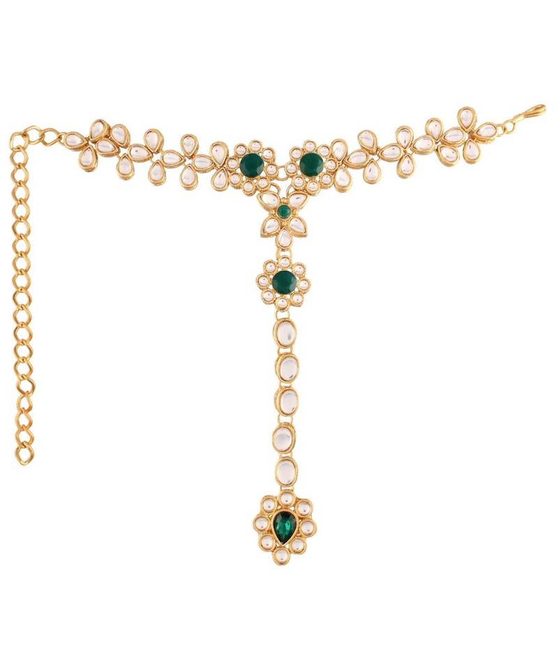 Green beaded jewellery Yellow Gold Alloy   Panja Bracelet