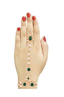 Green beaded jewellery Yellow Gold Alloy   Panja Bracelet