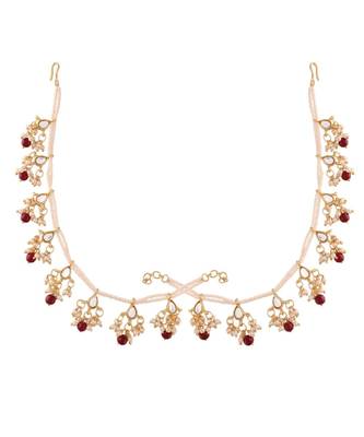 Maroon beaded jewellery Yellow Gold Alloy   Pair of Earrings 2