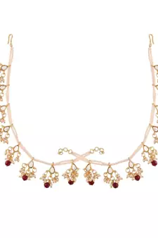Maroon beaded jewellery Yellow Gold Alloy   Pair of Earrings