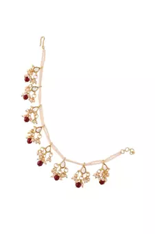 Maroon beaded jewellery Yellow Gold Alloy   Pair of Earrings